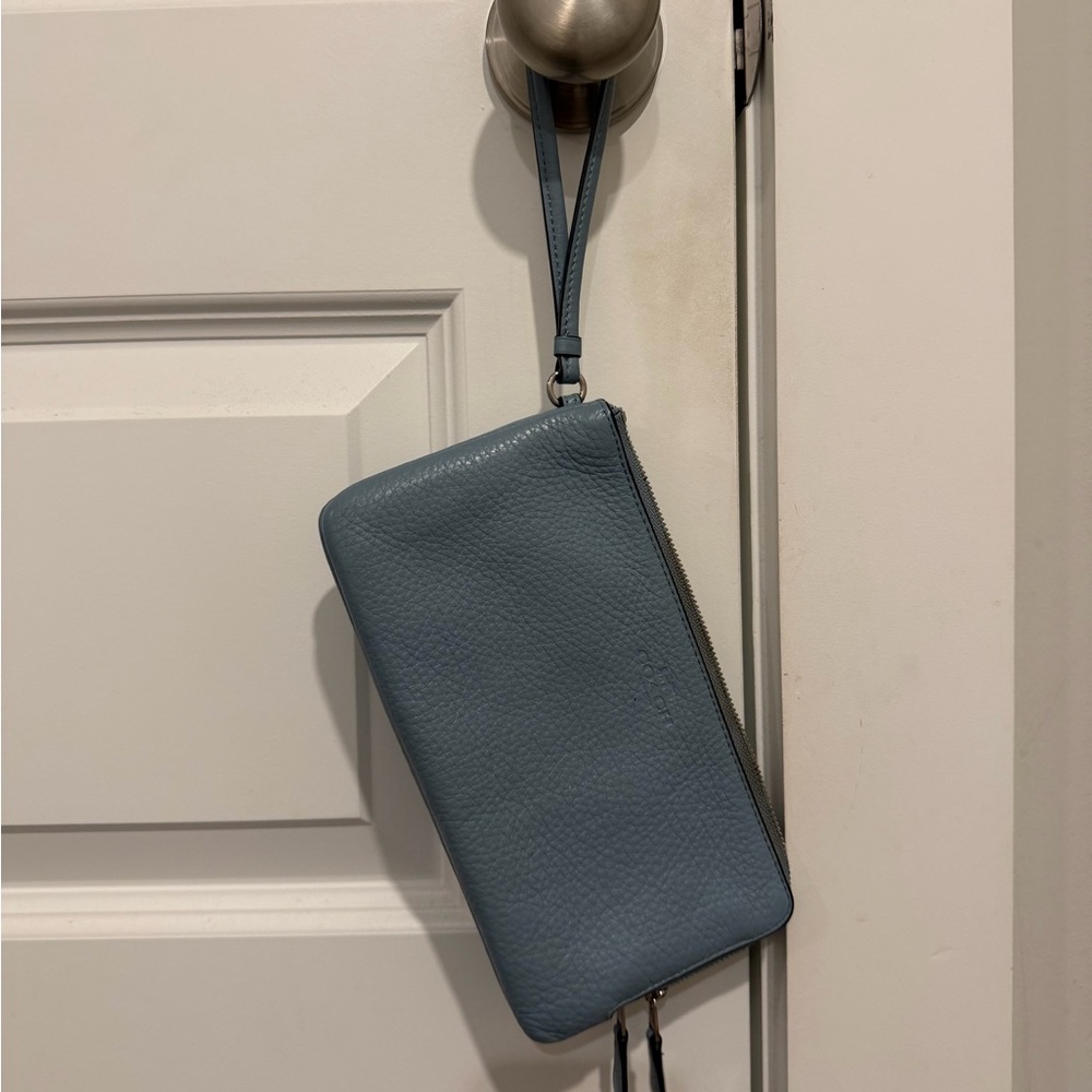 COACH Zip Around Wristlet, Light Blue